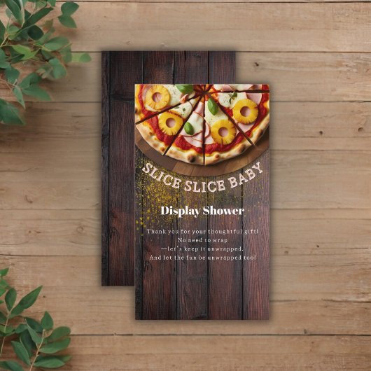 Carte D'accompagnement Baby shower de pizza en tranches rustiques