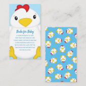 Carte D'accompagnement Baby shower de poulet bleu (Devant / Derrière)
