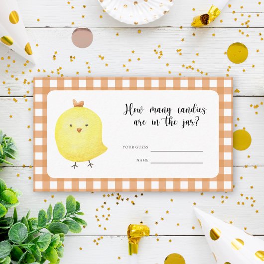 Carte D'accompagnement Baby shower de poulet - devinez combien de bonbons