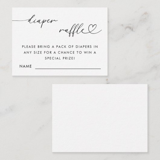 Carte D'accompagnement Baby shower de raffle à couche de script cardiaque (Devant / Derrière)