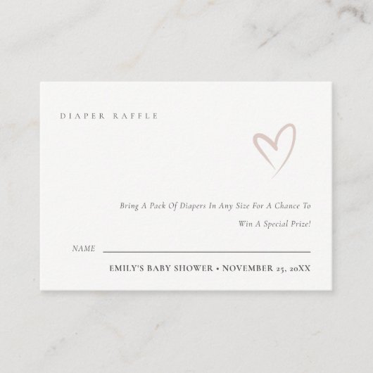 Carte D'accompagnement Baby shower de raffle de couches cardiaques moelle (Devant)