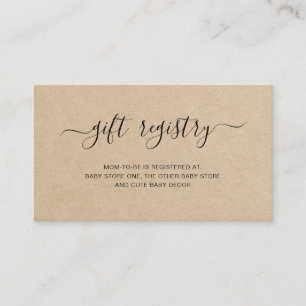 Carte D'accompagnement Baby shower de registre des cadeaux Brown non sexi