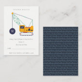 Carte D'accompagnement Baby shower de rousseur de grue de construction mi (Devant / Derrière)