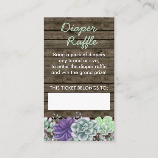 Carte D'accompagnement Baby shower de succulents rustiques de calcaire (Devant)