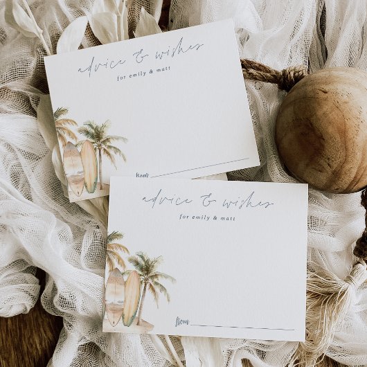 Carte D'accompagnement Baby shower de Surf côtier Conseils & Wish Card