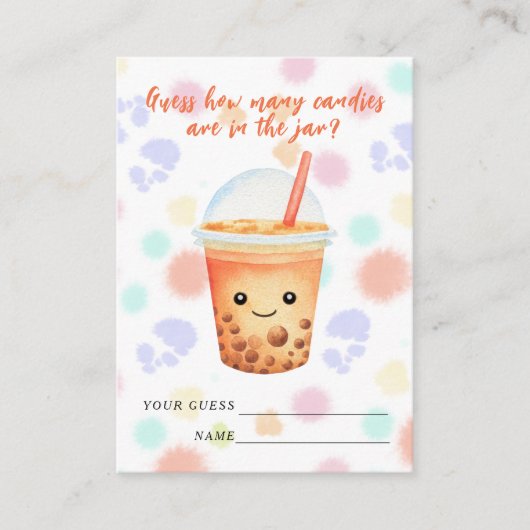 Carte D'accompagnement Baby shower de thé bulle Devinez combien de bonbon (Devant)