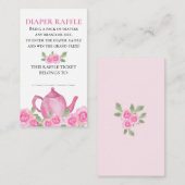 Carte D'accompagnement Baby shower de théière à feuillage rose pâle (Devant / Derrière)