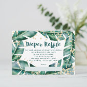 Carte D'accompagnement Baby shower de tombola à feuille tropicale en or (Debout devant)