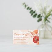 Carte D'accompagnement baby shower de tombola chic à fleurs orange (Debout devant)