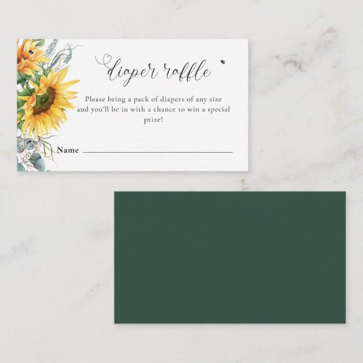 Carte D'accompagnement Baby shower de tournesol Déchets (Devant / Derrière)