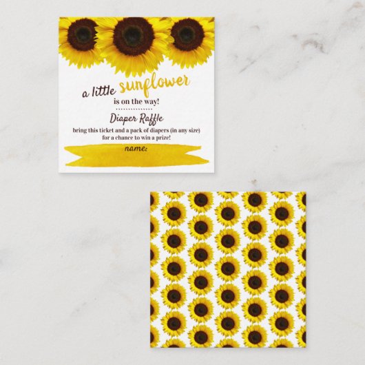 Carte D'accompagnement Baby shower de tournesol Déchets (Devant / Derrière)