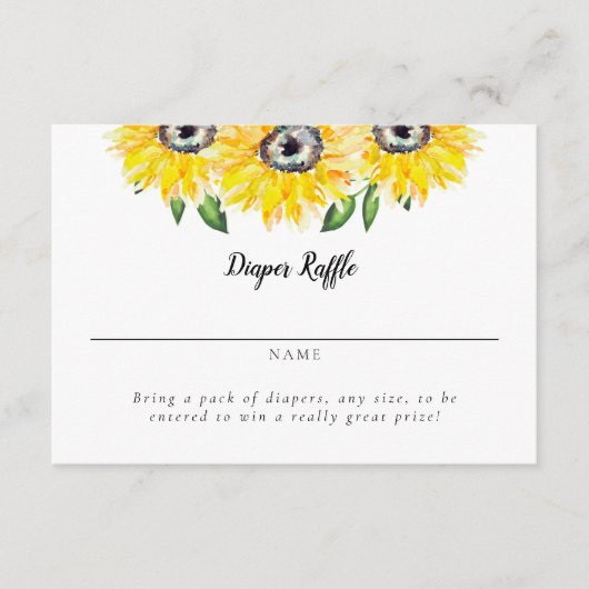 Carte D'accompagnement Baby shower de tournesol Déchets Raffle Élégant Sc (Devant)