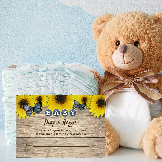 Carte D'accompagnement Baby shower de tournesol rustique Raffle de couche