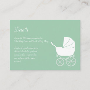 Carte D'accompagnement Baby shower de transport vintage vert genre neutre
