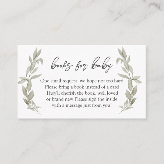 Carte D'accompagnement Baby shower de verdure Livres pour bébé, Réserver  (Devant)