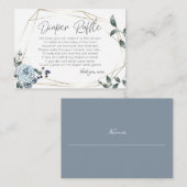 Carte D'accompagnement Baby shower Déchet 2 | Floral bleu Dusty (Devant / Derrière)