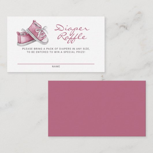 Carte D'accompagnement Baby shower Déchets de bébé rose Raffle (Devant / Derrière)