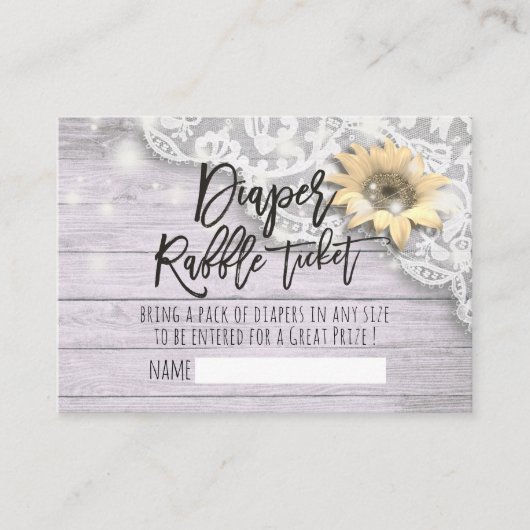 Carte D'accompagnement Baby shower Déchets Raffin Ticket Dentelle Tournes (Devant)