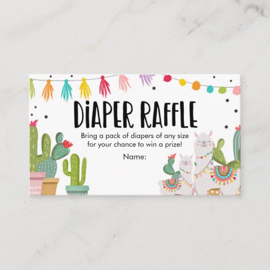 Carte D'accompagnement Baby shower Déchets Raffle Mexicain Cactus Llama (Devant)