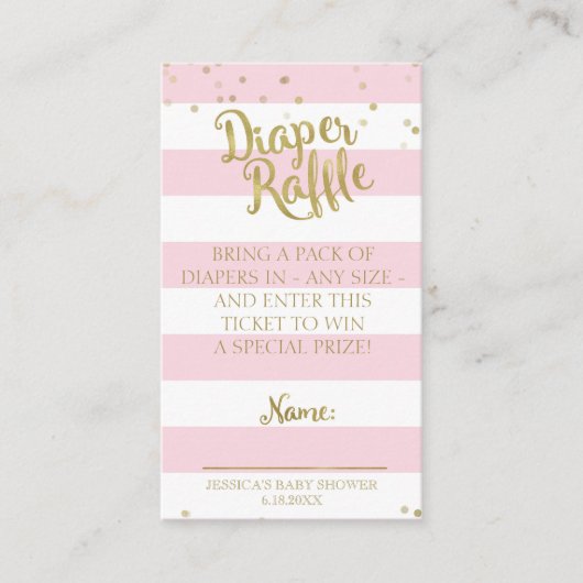 Carte D'accompagnement Baby shower  Déchets rose Raffle Insertion Fille (Devant)