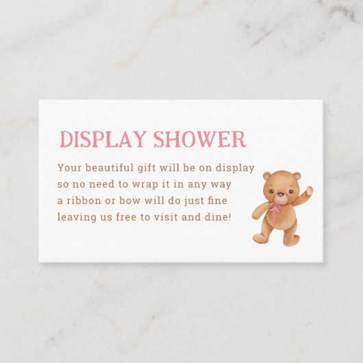 Carte D'accompagnement Baby shower d'écran de douche de la fille Teddy (Devant)