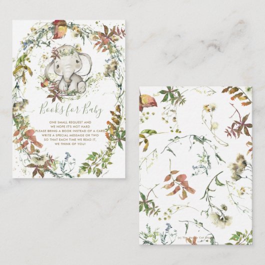 Carte D'accompagnement Baby shower d'éléphant d'automne rustique Apportez (Devant / Derrière)