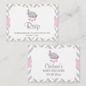 Carte D'accompagnement Baby shower d'éléphant rose et gris - RSVP E-mail (Devant / Derrière)