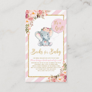 Carte D'accompagnement Baby shower d'éléphant rose floral Apportez une ca