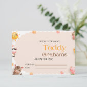 Carte D'accompagnement Baby Shower des Animaux de la Ferme : Devinez comb (Debout devant)