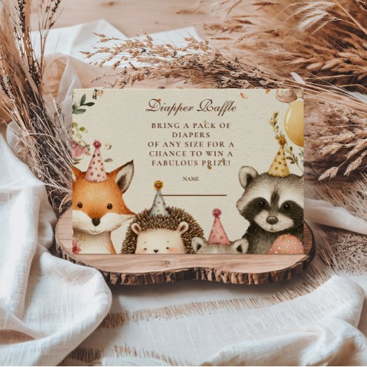 Carte D'accompagnement Baby shower des animaux de la fête des bois