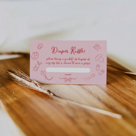 Carte D'accompagnement Baby shower Dessiné À La Main, Déchets De Fille De