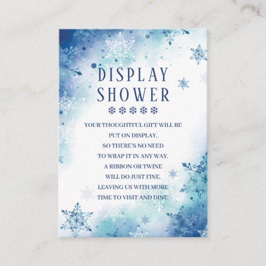 Carte D'accompagnement Baby shower d'hiver Blue Snowflakes (Devant)