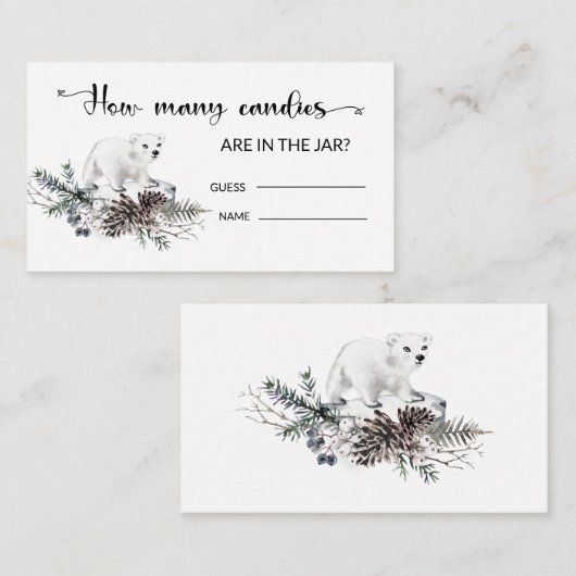 Carte D'accompagnement Baby shower d'hiver Devinez combien de bonbons Enc (Devant / Derrière)