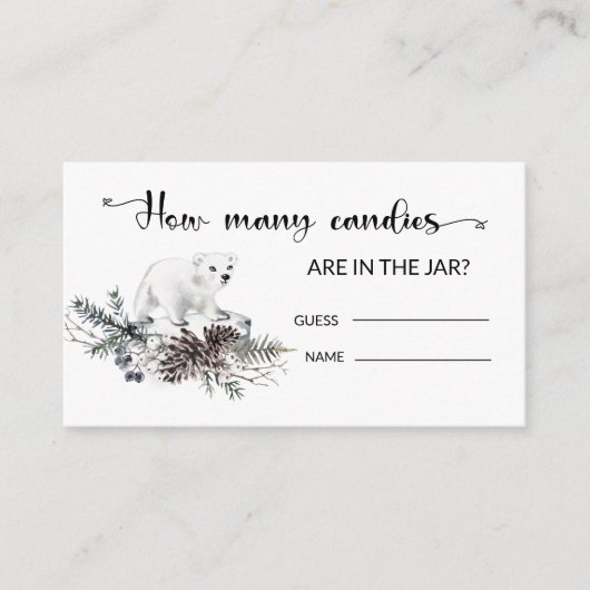 Carte D'accompagnement Baby shower d'hiver Devinez combien de bonbons Enc (Devant)