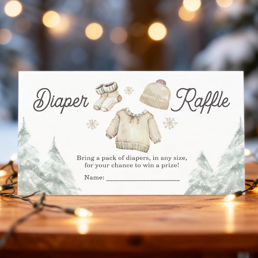 Carte D'accompagnement Baby shower d'hiver Raffle de couches de neige fro