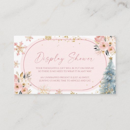 Carte D'accompagnement Baby shower d'hiver rose Snowflake Affichage douch (Devant)