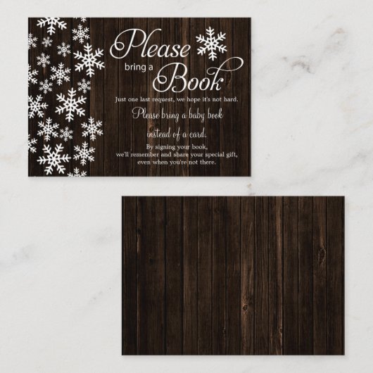 Carte D'accompagnement Baby shower d'hiver rustique en bois Apportez un l (Devant / Derrière)