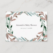 Carte D'accompagnement Baby shower d'hiver Rustique Verdure Raffle de cou (Dos)