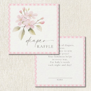 Carte D'accompagnement Baby Shower Diaper Raffle en rose à carreaux