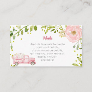 Carte D'accompagnement Baby shower d'insertion de camion Citrouille rose