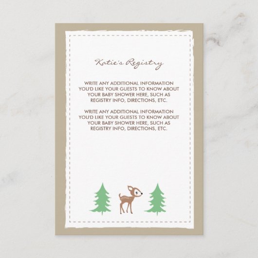 Carte D'accompagnement Baby shower d'insertion Woodland Friends (Devant)