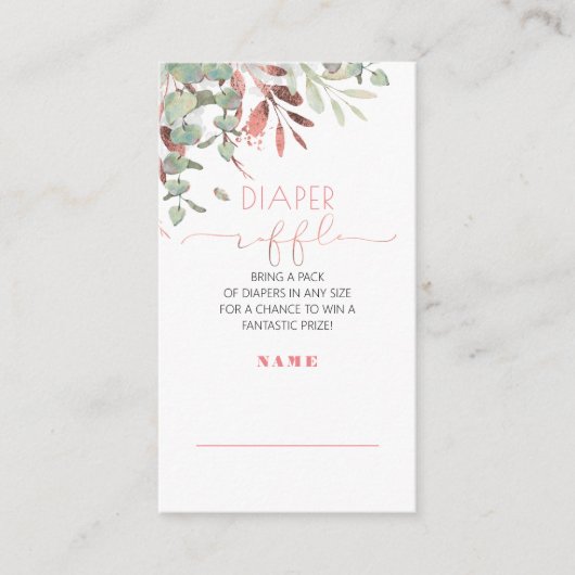 Carte D'accompagnement Baby shower doré rose Déchets Raffle (Devant)