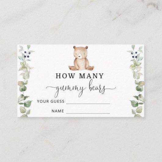 Carte D'accompagnement Baby shower d'ours devinez combien d'ours (Devant)