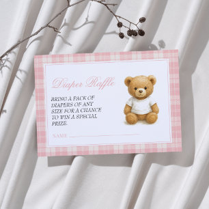 Carte D'accompagnement Baby shower d'ours Preppy moderne Raffle de couche