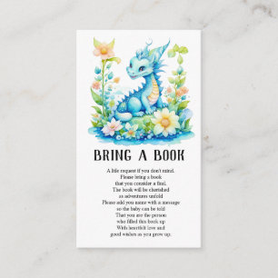 Carte D'accompagnement Baby shower Dragon Turquoise Bleu Apporter un livr