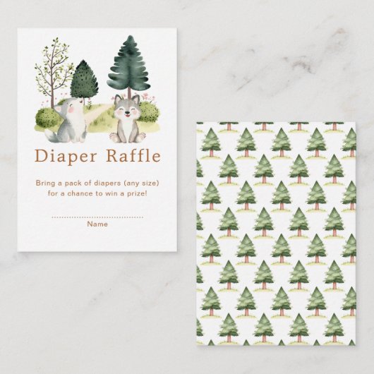 Carte D'accompagnement Baby shower du loup de bois, chapelure (Devant / Derrière)
