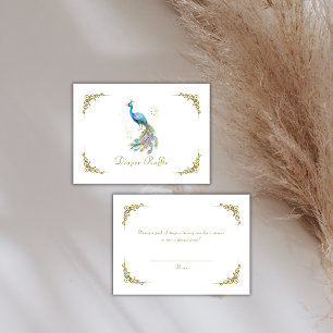 Carte D'accompagnement Baby Shower Élégant Vintage Paon Tirage au Sort Co