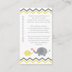 Carte D'accompagnement Baby shower éléphant Apportez une notice   jaune