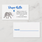 Carte D'accompagnement Baby shower éléphant au caleçon, bleu (Devant / Derrière)