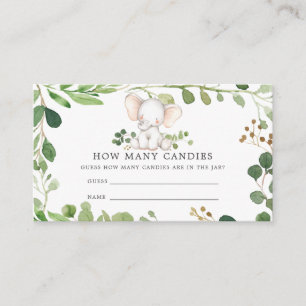 Carte D'accompagnement Baby shower éléphant Devine combien de bonbons